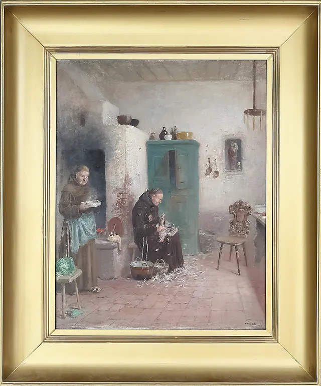 FRANS WILHELM ODELMARK. Klostermiljö, olja på duk, signerad.