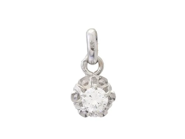 ENSTENSHÄNGE, 18K vitguld, briljantslipad diamant ca 0,19 ct, ca W/VS, vikt 0,6 g, naggad kulett.