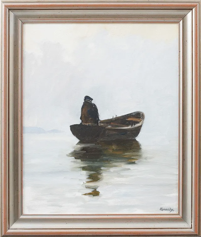 PETER KENNEDY. Man i eka, olja på duk, signerad.