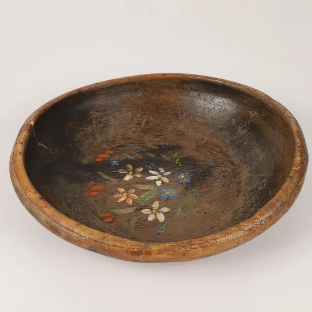 SKÅL, trä, allmogemålad, 1800-tal.