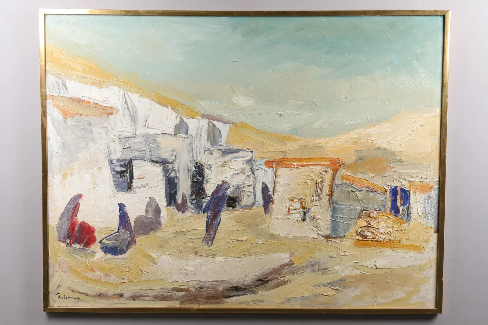 STIG THIDERMAN. OLJA PÅ PANNÅ, "Sydländsk by", signerad. — Paintings — Örebro Stadsauktioner