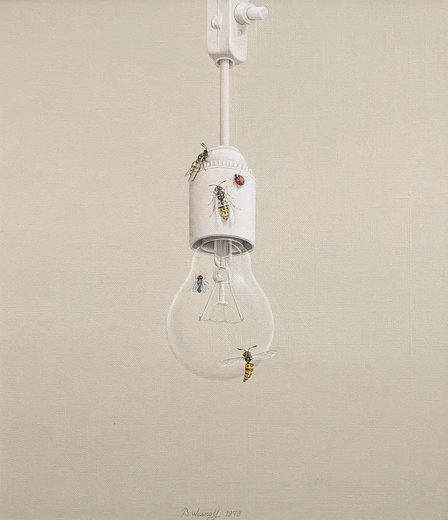 BERTIL WARNOLF. KOMPOSITION MED GLÖDLAMPA OCH INSEKTER.