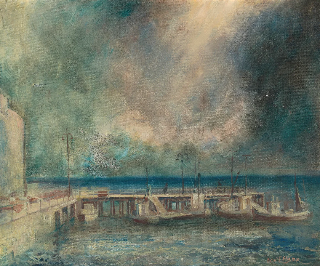 Harr, Karl Erik — "Harstad, vinter" — Kunst/Maleri — Blomqvist