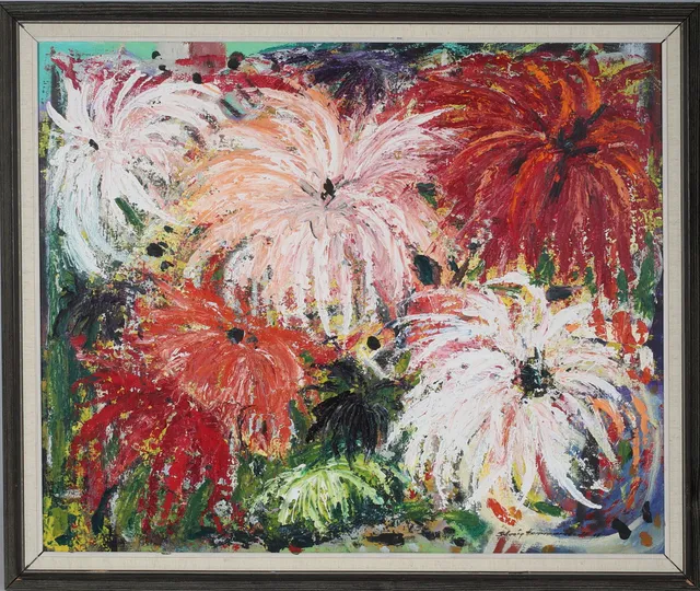 SOLVEIG HAMMARSTEDT. Blomster, olja på pannå, signerad.