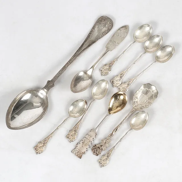 SKEDAR, 10 st, Silver, 1900-tal. Bruttovikt 151 gram.