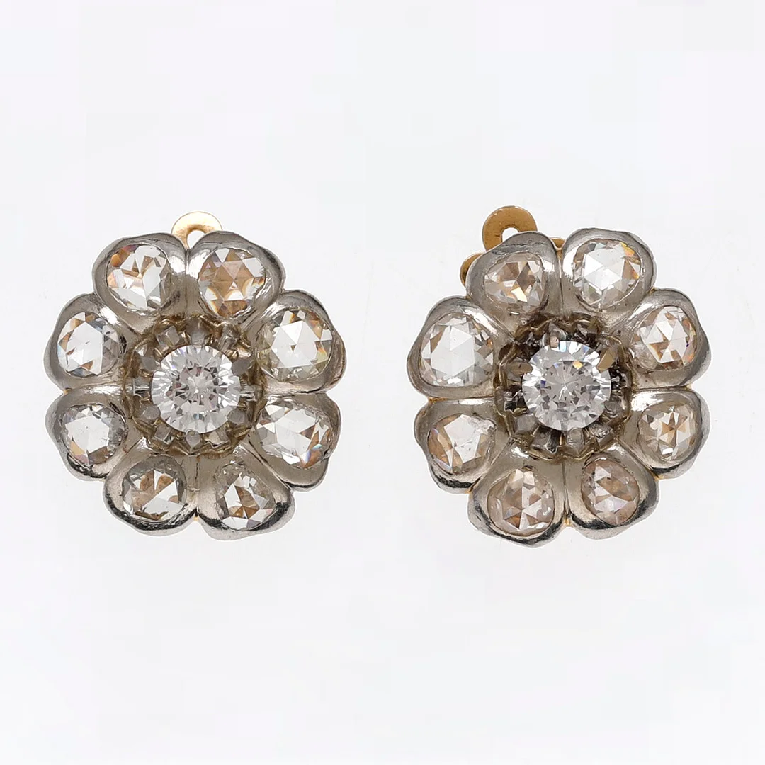 Gemstones floral earrings, mid 20th Century. — Earrings — Balclis