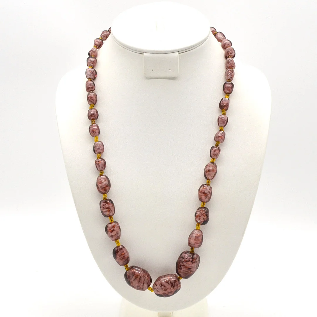 MURANO GLAS COLLIER MIT GOLDFLITTER, HANDMADE, VINTAGE. — Necklace — Kunst- und Auktionshaus Kleinhenz