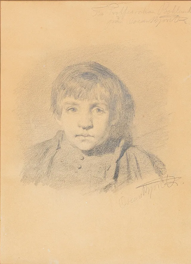 OSCAR BJÖRCK. Porträtt, blyertsteckning, signerad.