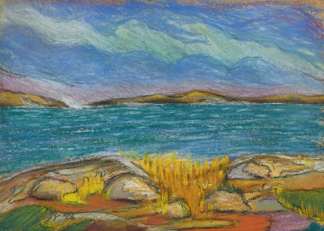 OIDENTIFIERAD KONSTNÄR. Landskap, signerat och daterat -46, pastell. — Paintings — Crafoord Auktioner Stockholm