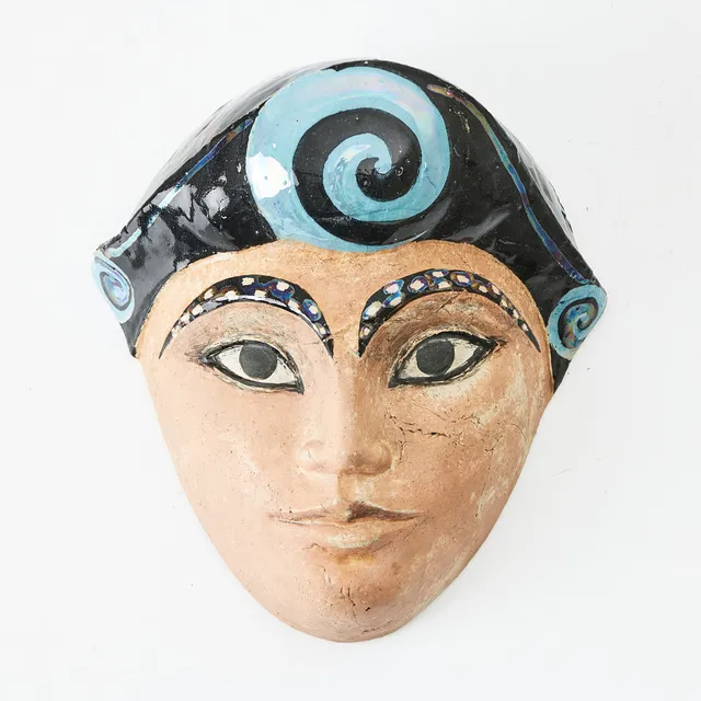 ÅSA HELLMAN. VÄGGSKULPTUR, stengods, ansikte.