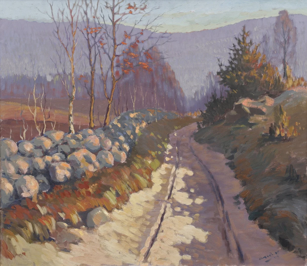 GÖTA REX. "Motiv från Simlångsdalen, Halland", Olja på duk, signerad, daterad. — Paintings — Växjö Auktionskammare