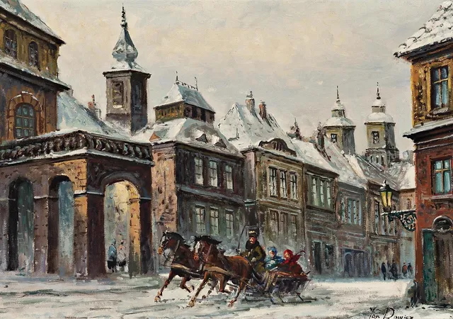 JAN RAWICZ. POLAND, ACTIVE IN THE MID 20TH CENTURY. Urban view.