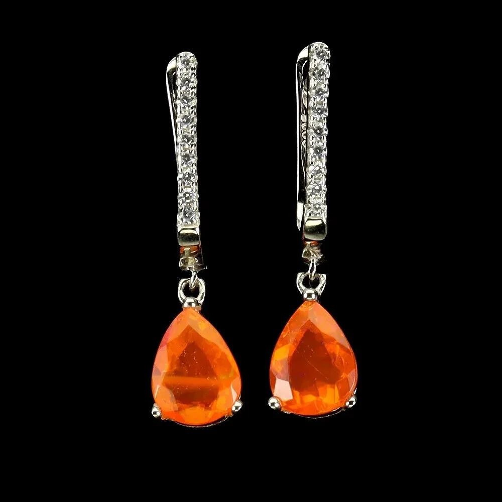 Earrings made of rhodium-plated sterling silver with opals and zircons. — Jewellery/Earrings — Lauritz