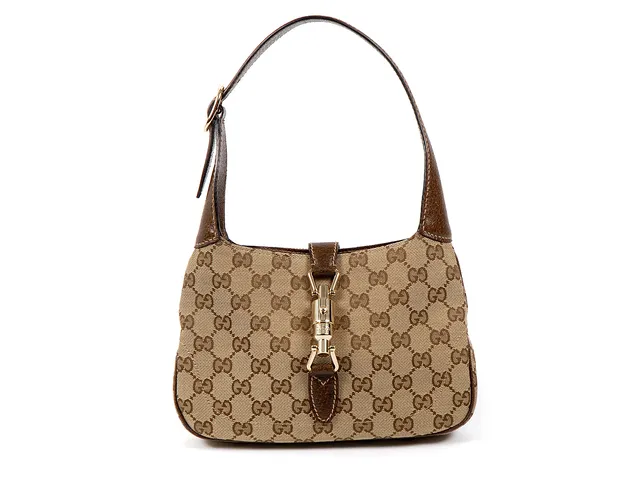 VÄSKA, GUCCI mod. Jackie ( lilla modellen) brun/beige gg tyg/läder 22x15x3 cm