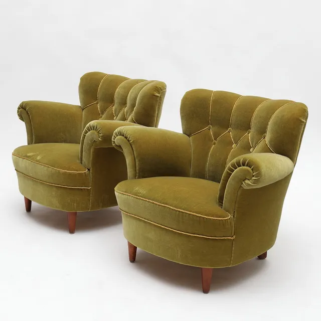 FÅTÖLJER, ett par, plysch, swedish modern, 1930/40-tal.