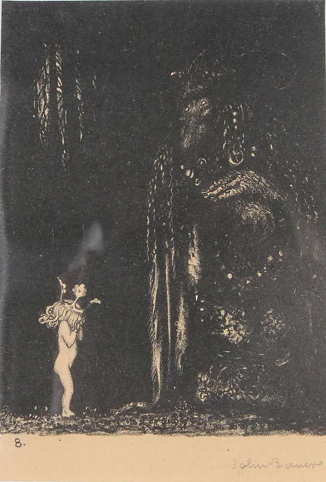 JOHN BAUER. Ur serien "Troll", litografi, signerad.