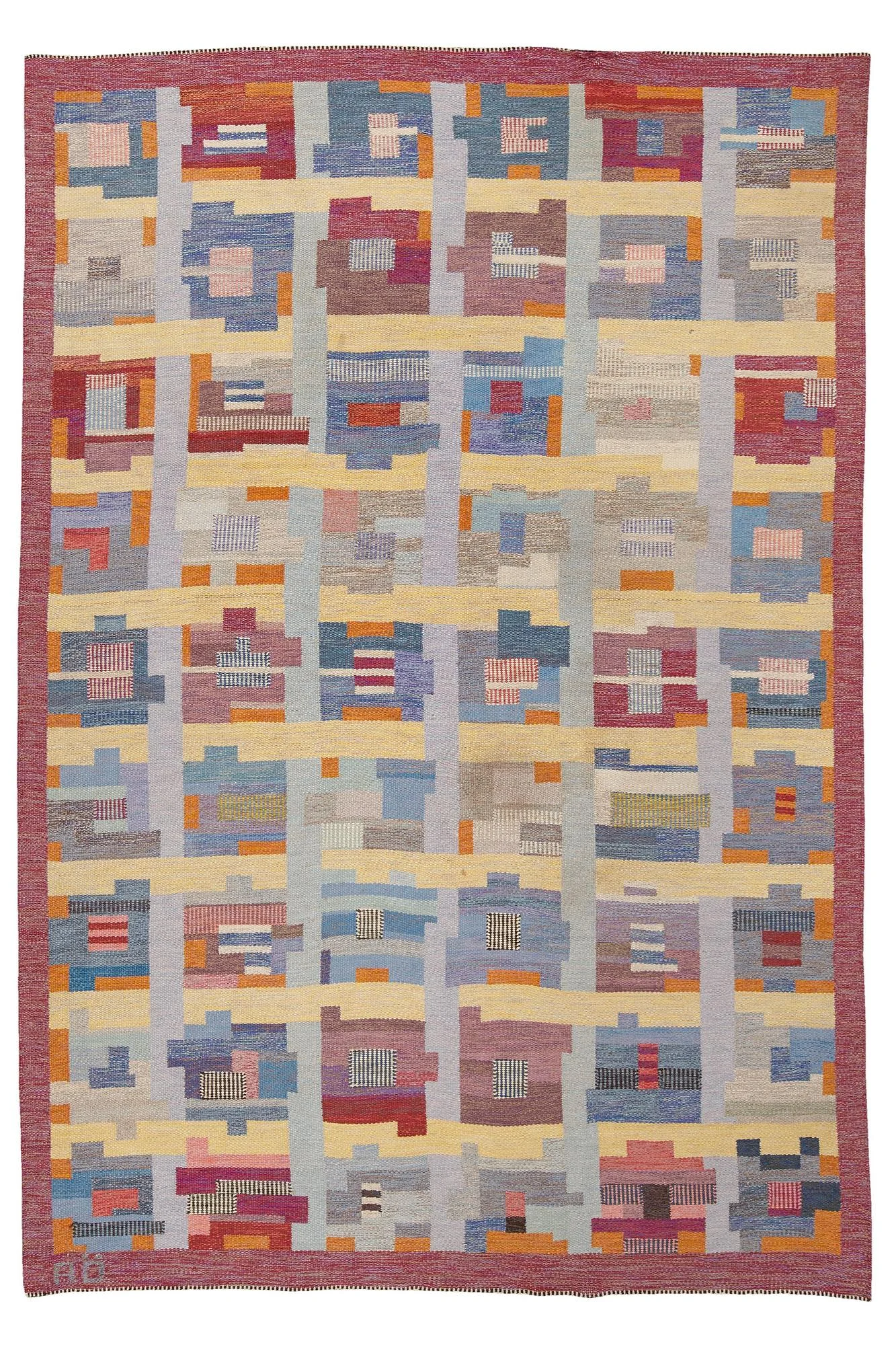 Agda Österberg, MATTA, rölakan, ca 356,5 x 241 cm, signerad AÖ och broderat på baksidan AGDA ÖSTERBERG. — Bukowskis