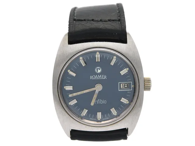 ROAMER, Anfibio, Boett nr. 761-1120.005, damur, 25 mm, stål, manuell, plexiglas, datum, läderband, ca 1970.