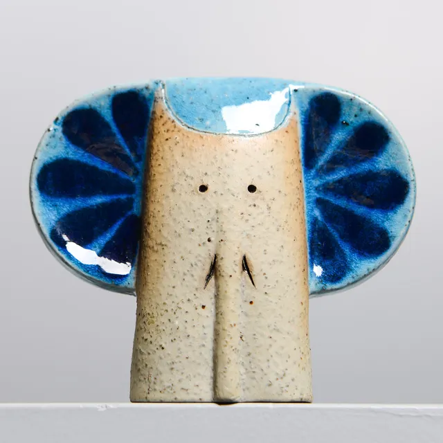 INGER PERSSON. Figurin, elefant, Rörstrand, signerad.