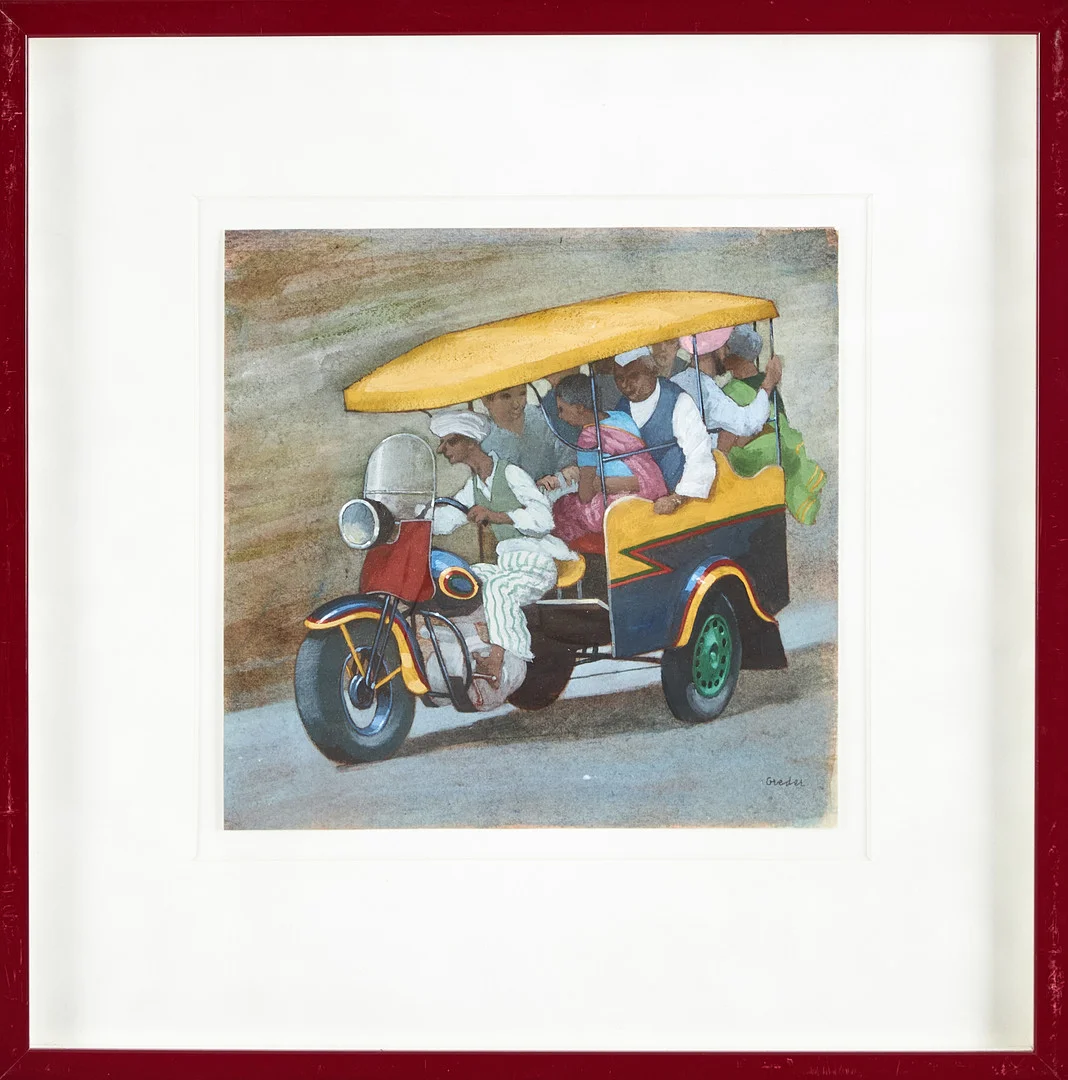 ULF GREDER. Figurscen, gouache. — Paintings — Stockholms Auktionsverk Magasin 5