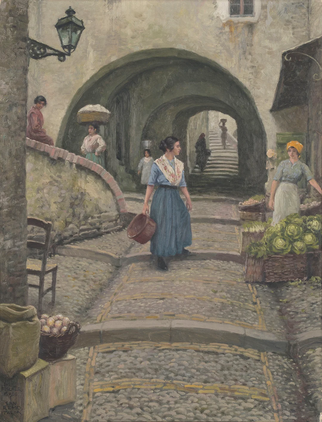 Fischer, Paul — "Gade i San Remo, Italia" — Kunst/Maleri — Blomqvist