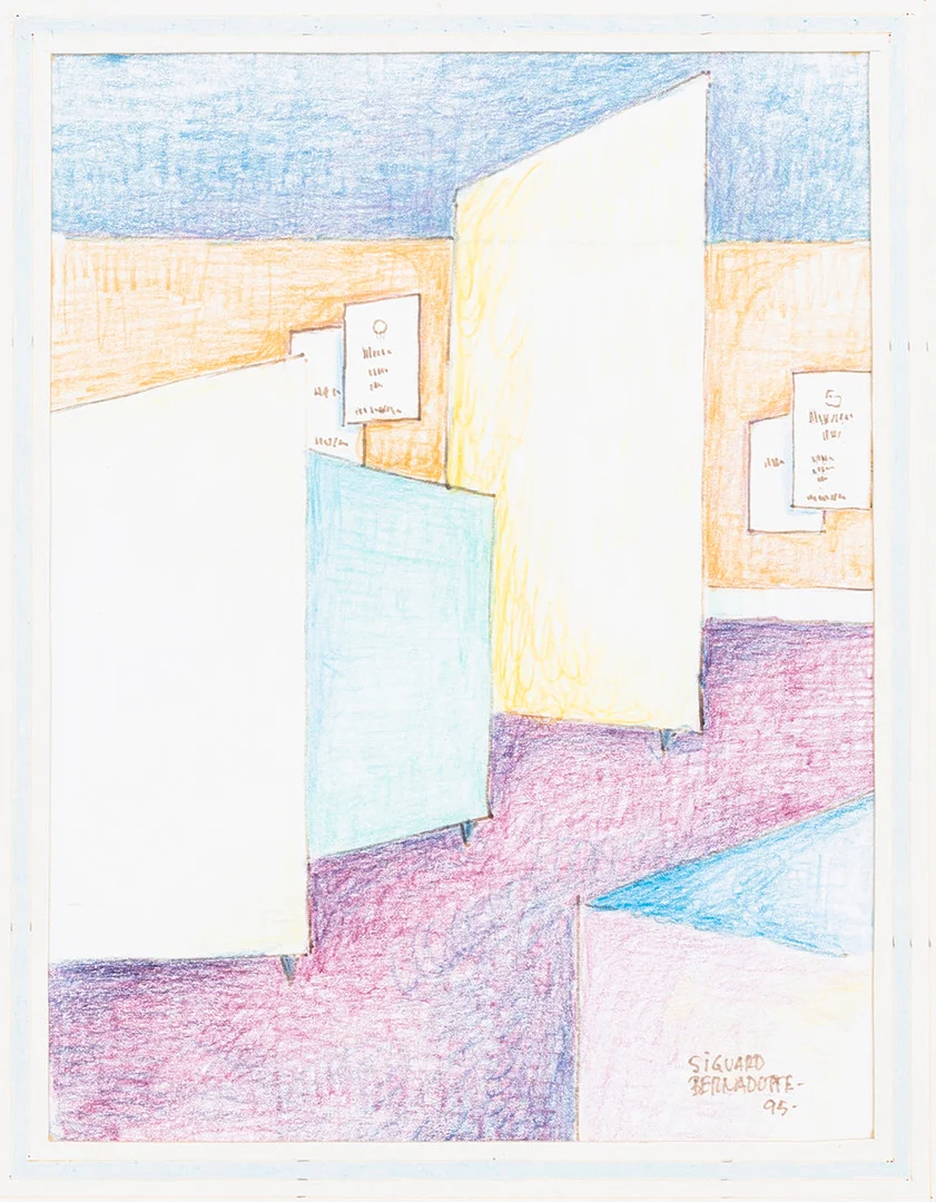 SIGVARD BERNADOTTE. kontorlandskap. krita, signerad, daterad - 95. — Drawings — Auktionshuset Kolonn