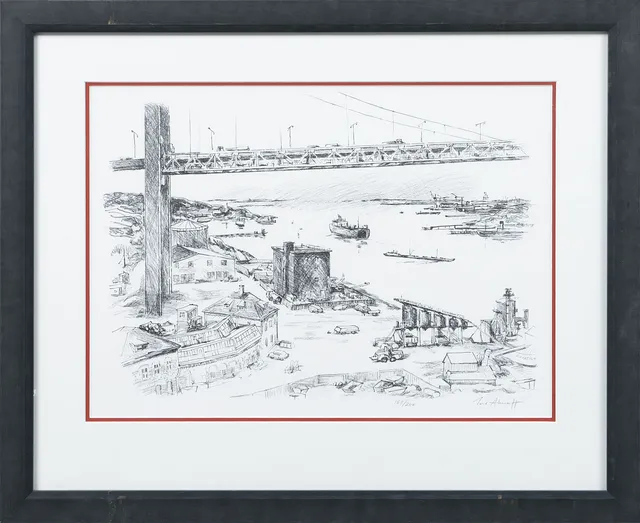 TORE AHNOFF. "Älvsborgsbron", litografi, signerad och numrerad 189/200.