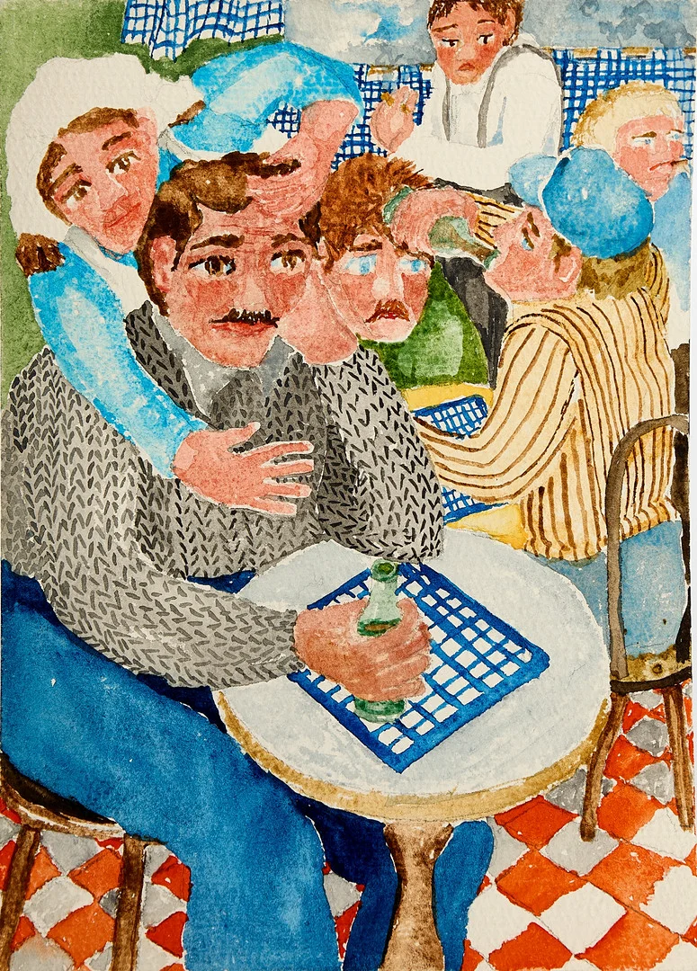 THELMA AULIO PAANANEN (1931–2019). Krogscen, akvarell. — Paintings — Crafoord Auktioner Stockholm