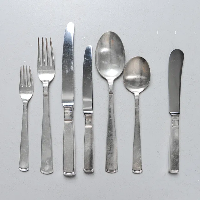 JACOB ÄNGMAN. Besticksuppsättning för 6 personer, 39 delar, silver, "Rosenholm", GAB.