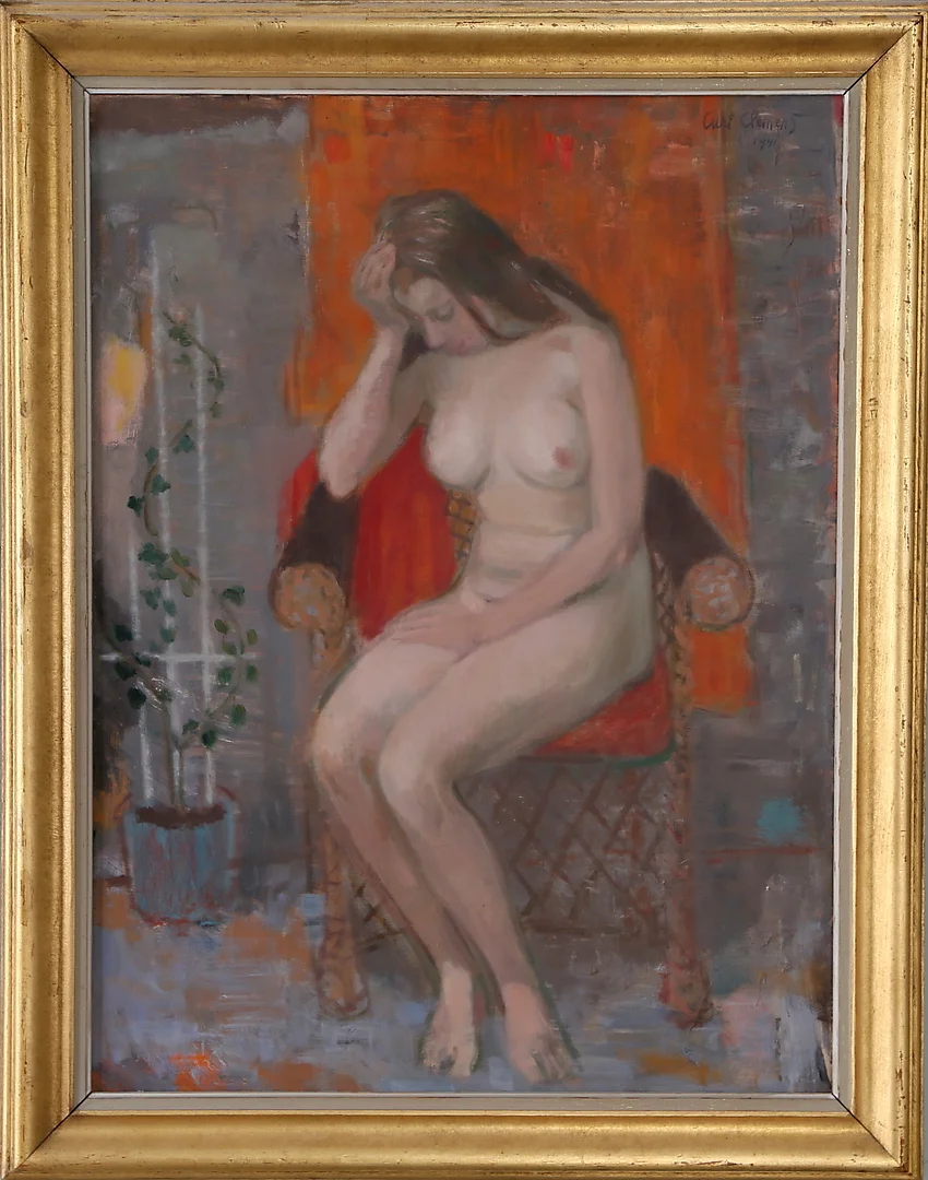 CURT CLEMENS. Nakenstudie, olja på pannå, signerad och daterad 1941. — Paintings — Kalmar Auktionsverk