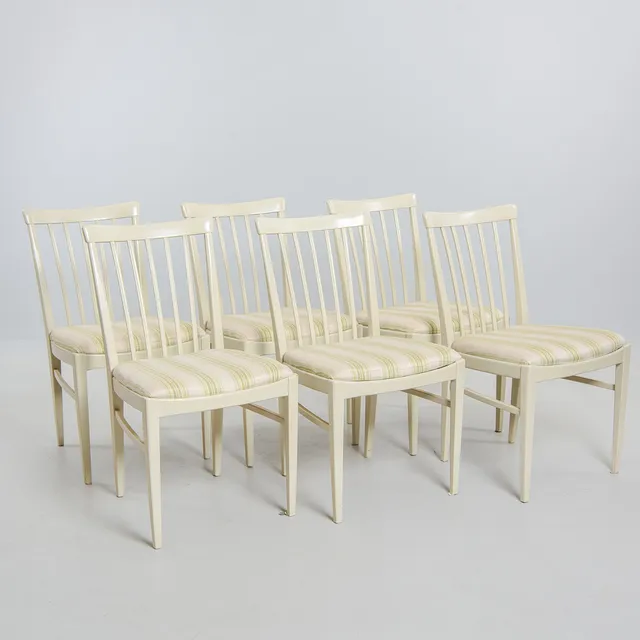 CARL MALMSTEN. "Herrgården", stolar, 6 st, Bodafors, 1961.