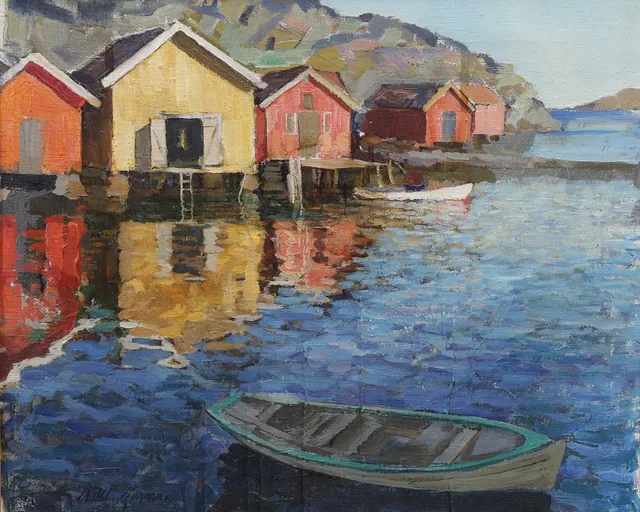 KNUT NORMAN. Båthus, olja på duk. Signerad.