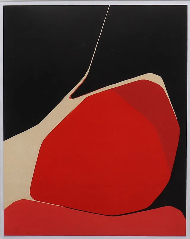 PABLO PALAZUELO. Färglitografi, ur Derrière le Miroir nr 119 1960.