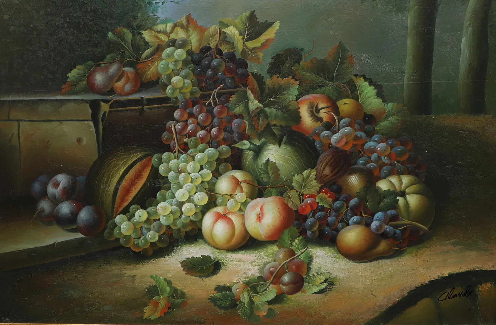 OIDENTIFIERAD KONSTNÄR. Olja på duk, fruktstilleben, signerad Claude. — Paintings — Ekenbergs Auktioner