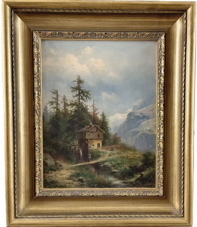 BERNARDI, JOSEPH. Mühle im Hochgebirge, Öl auf Leinwand.