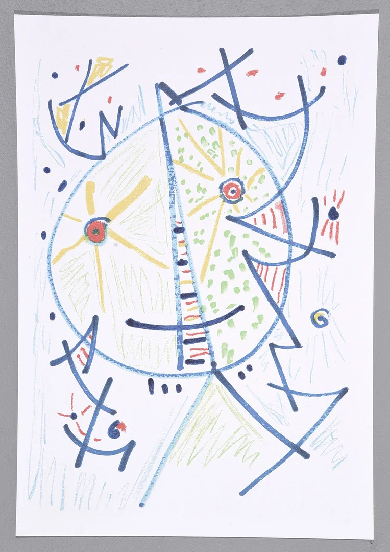 EGILL JACOBSEN (1910-1998). "Glad Maskefigur", litografi. — Engravings & Prints — Bidstrup Auktioner