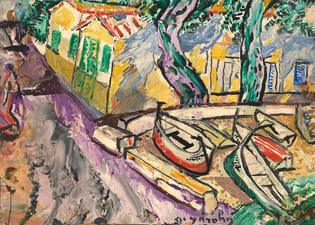 Krohg, Guy — "Liten fiskehavn" 2001 — Kunst/Maleri — Blomqvist