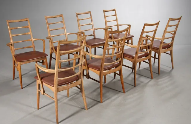 Niels Koefoed. Eight armchairs / dining chairs model Lis, oak (8)