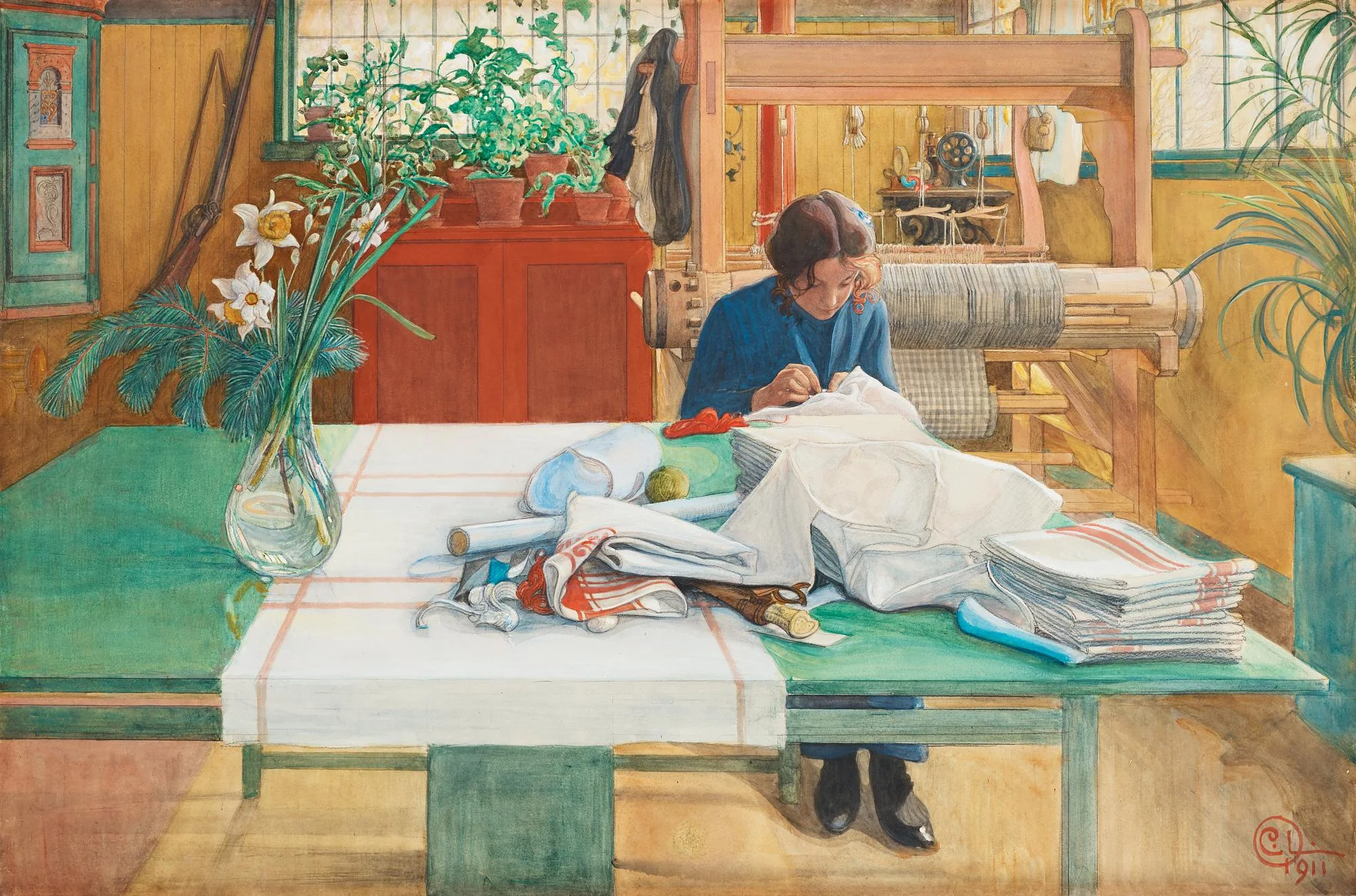 Carl Larsson, "Syende flicka" / "Anna S.". — Bukowskis