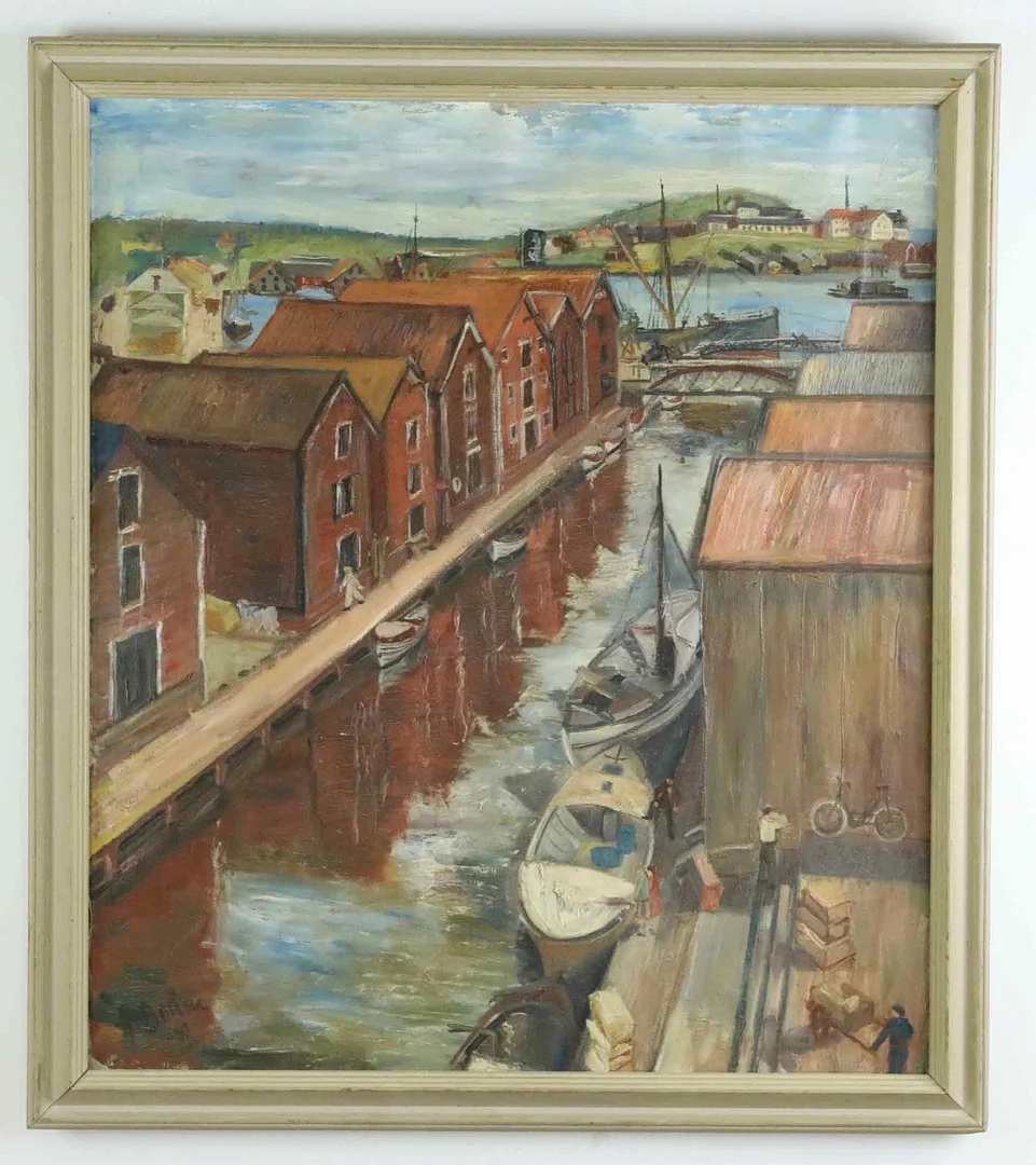 MARTHE BOHM. olja på duk, Möljen, Strömmingssundet, Hudiksvall, signerad, daterad 30. — Paintings — Hälsinglands Auktionsverk