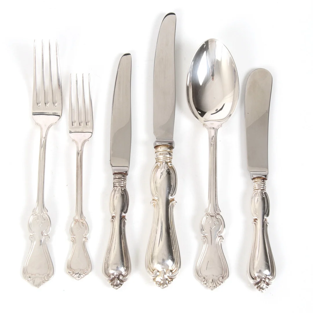 BESTICKSERVIS, 27 delar, silver, "Olga", GAB, Stockholm. 1900-tal. — Silver — Stadsauktion Sundsvall