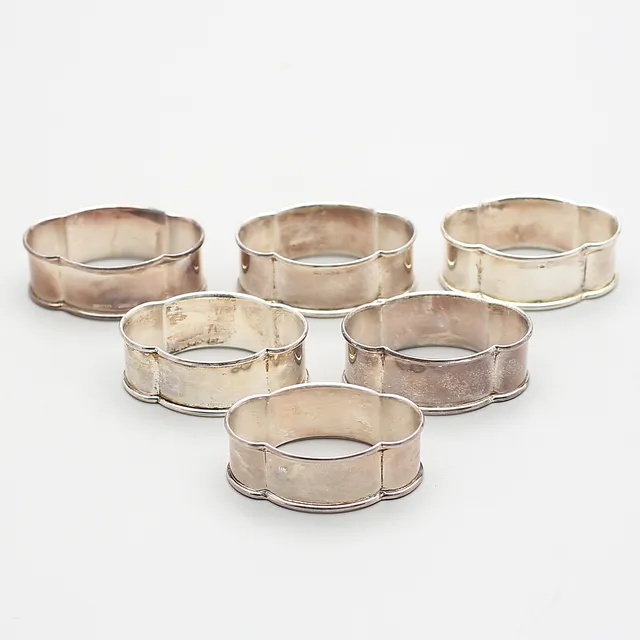 SERVETTRINGAR (6), silver, 85 g, Ceson, Göteborg, 1986.