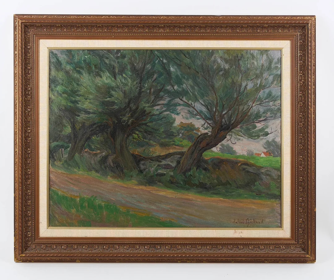 HELMI SJÖSTRAND. "De gamla pilarna i Skanör", signerad, olja på duk. — Paintings — Stockholms Auktionsverk Helsinki