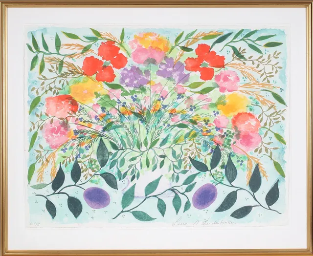 LENA LINDERHOLM. Blommor, litografi, signerad HC och numrerad 6/15.