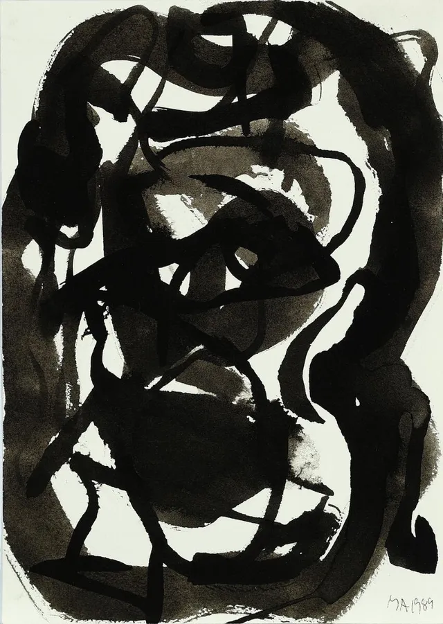 Four compositions. Three signed MA. Ink and gouache on paper. Sheet size 24×17 cm. Unframed. (4)