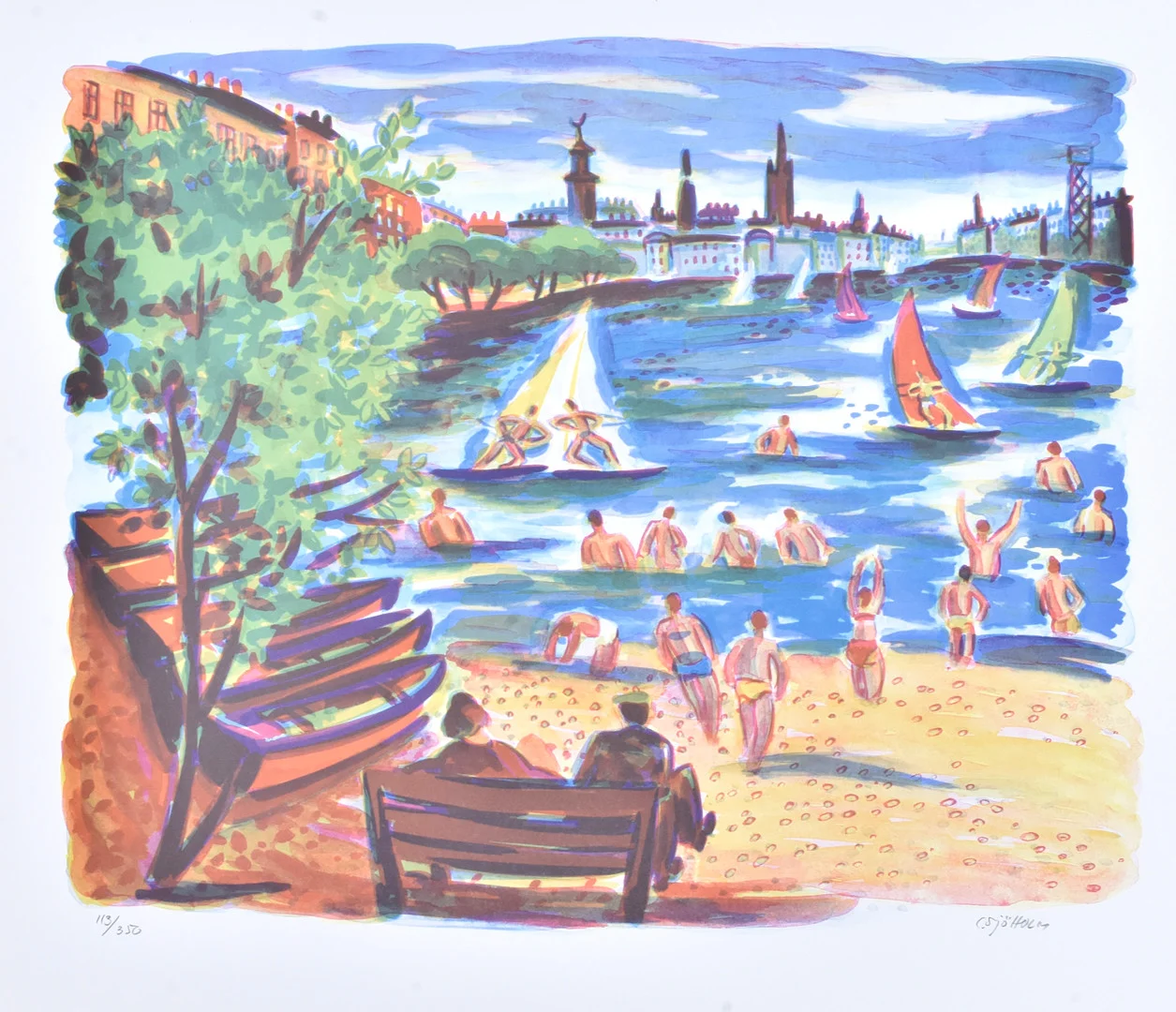CHARLES SJÖHOLM. Färglitografi. — Engravings & Prints — Halmstads Auktionskammare