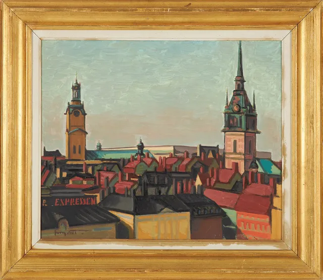 KURT JUNGSTEDT. "Gamla Stan, Stockholm", olja på duk, signerad.