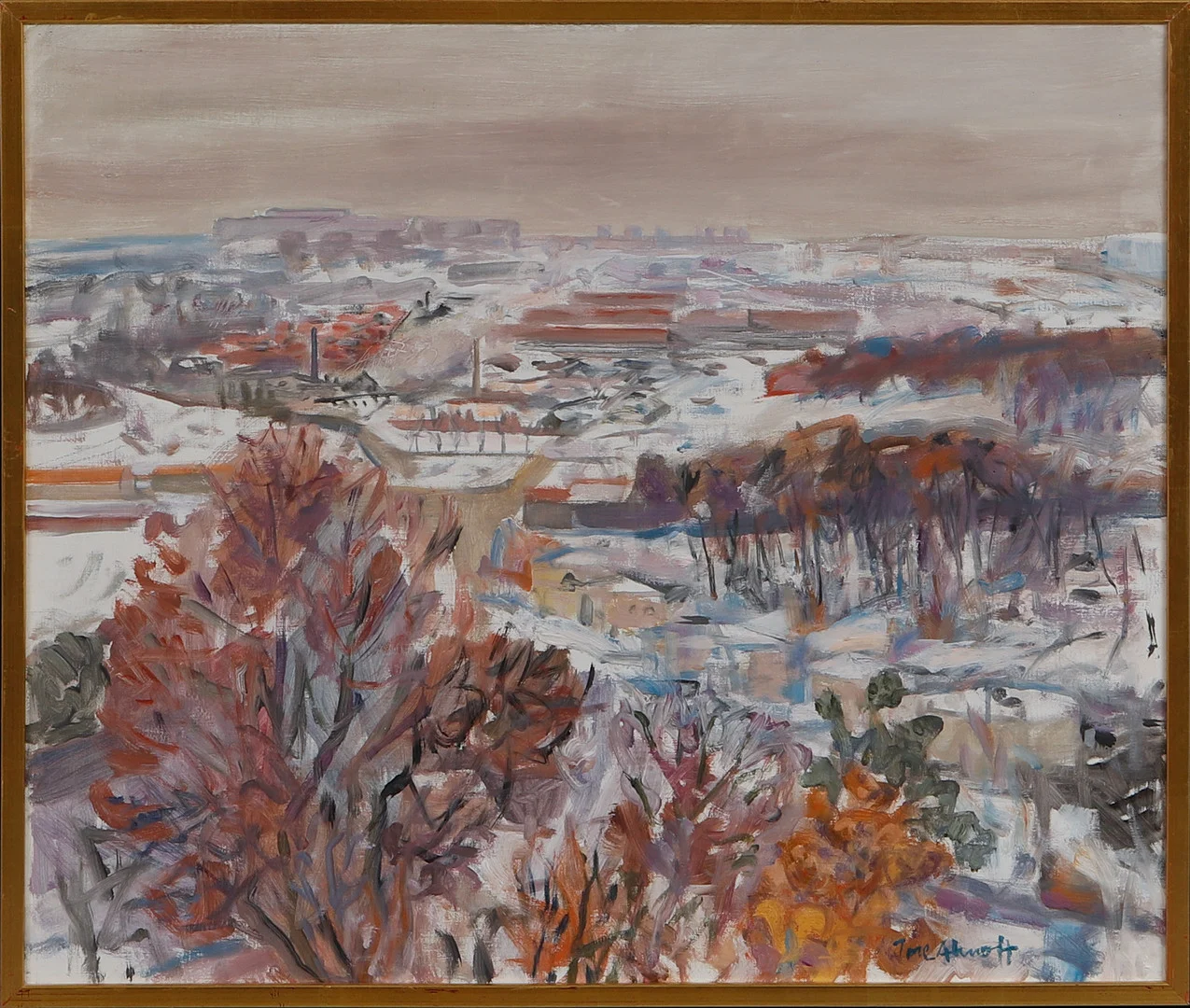 TORE AHNOFF. "Mot Fredriksdal, vinter", olja på duk, signerad. — Paintings — Göteborgs Auktionsverk