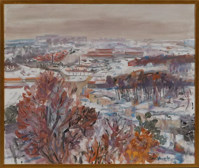 TORE AHNOFF. "Mot Fredriksdal, vinter", olja på duk, signerad.