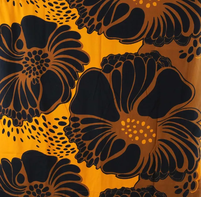 MARJATTA METSOVAARA. Gardiner, ett par, tryckt bomull, Tampella, Finland.
